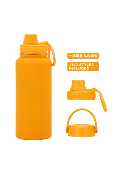 Generic Stainless Steel Insulated Sports Bottle 1L Dual Lid Dual Drink Outdoor