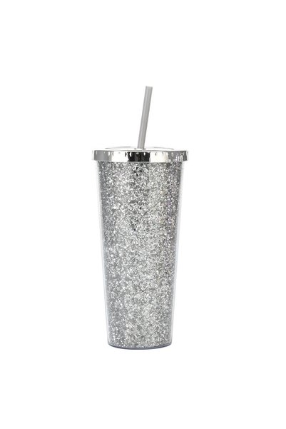 Generic Double Wall Plastic Straw Cup 710ml Portable School Travel Tumbler