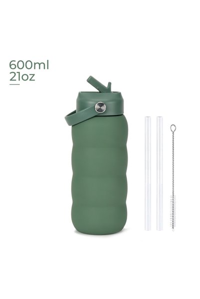 Generic 304 Stainless Steel Sports Water Bottle 600ml Wide Mouth Handle Spout...