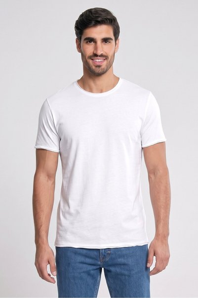 Brave Soul Men Crew Neck Short Sleeve Plain T-Shirt, White