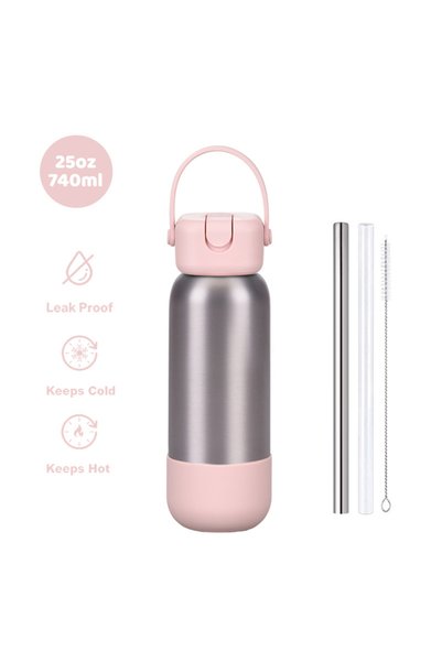 Generic Stainless Steel Insulated Sports Water Bottle 740ml Spout Handle Outdoor