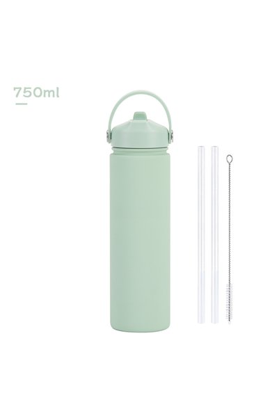 Generic Stainless Steel Wide Mouth Insulated Sports Bottle 750ml Spout Handle...