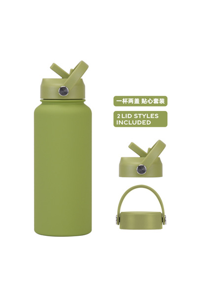 Generic Stainless Steel Insulated Sports Water Bottle 1L Wide Mouth Straw Han...