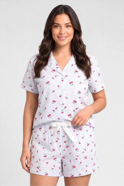 Bebe Women 2 Pieces Allover Print Shirt And Shorts Pyjama Set, Multicolor