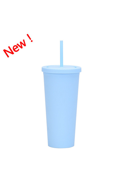 Generic Double Wall Frosted Plastic Straw Tumbler 24oz Portable Travel Water Cup