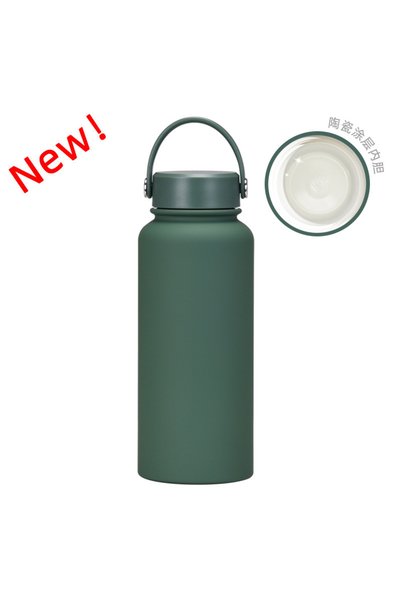 Generic Ceramic Lined Stainless Steel Wide Mouth Insulated Water Bottle 1L Ou...