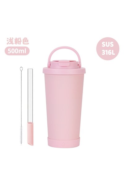 Generic كوب معزول بجدار مزدوج من الفولاذ المقاوم للصدأ 316 مع غطاء قابل للطي ...