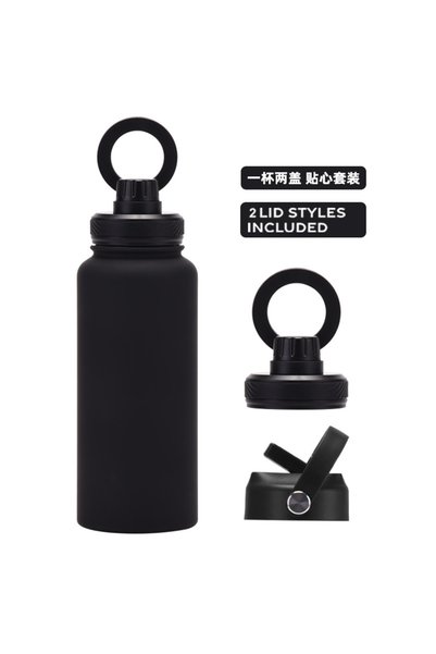 Generic Magnetic Phone Holder Insulated Straw Water Bottle 1L Dual Lid for Ou...