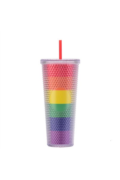 Generic Double Wall Plastic Straw Tumbler 710ml Durian Shape Portable Travel Cup