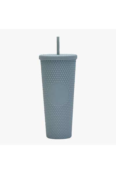 Generic Double Wall Plastic Straw Tumbler 710ml Durian Shape Portable Travel Cup