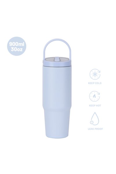 Generic Double Wall Insulated Ice Tumbler Leakproof Foldable Straw Handle Wid...
