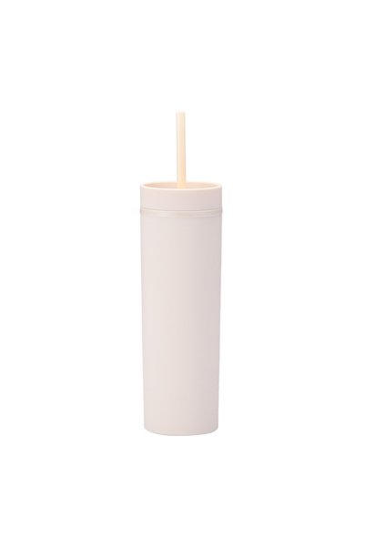 Generic Double Wall Plastic Skinny Straw Tumbler 16oz Rubber Coated Travel Wa...
