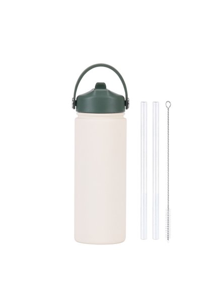 Generic Stainless Steel Wide Mouth Insulated Sports Bottle 550ml Spout Handle...
