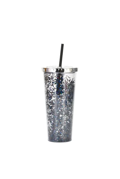 Generic Plastic Straw Cup Glitter Cold Drink Electroplated Lid Tumbler