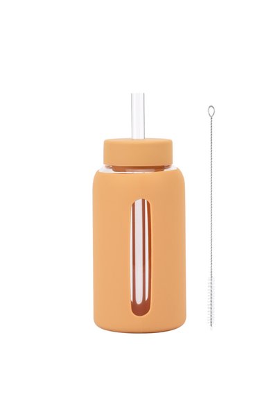 Generic Borosilicate Glass Straw Water Bottle 600ml Silicone Sleeve for Bubbl...