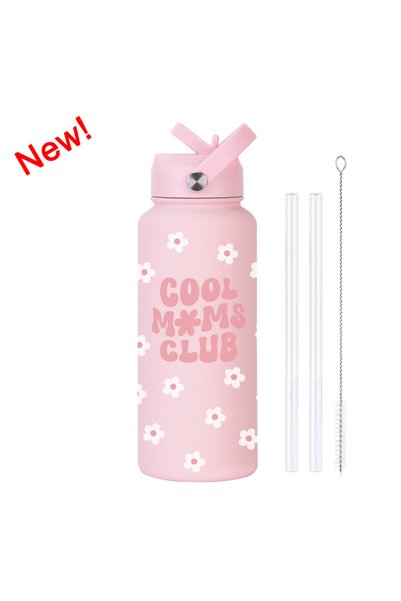 Generic Stainless Steel Insulated Sports Water Bottle 1L Printed Straw Handle...