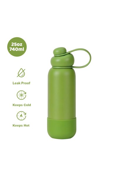 Generic Stainless Steel Sports Water Bottle Handle Spout Outdoor Insulated
