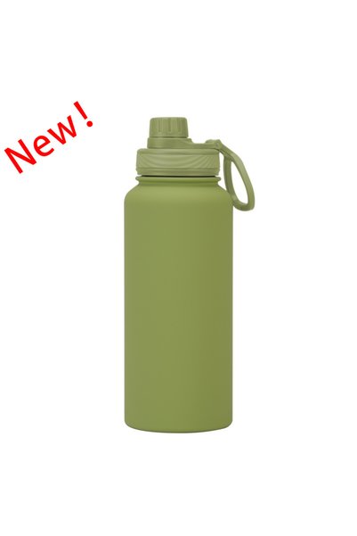 Generic Stainless Steel Sports Water Bottle 1L Wide Mouth Handle Outdoor Insu...