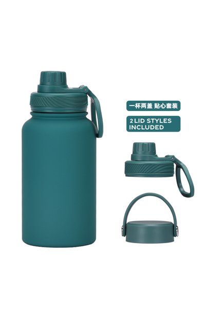 Generic Stainless Steel Insulated Sports Bottle 650ml Dual Lid Dual Drink Out...