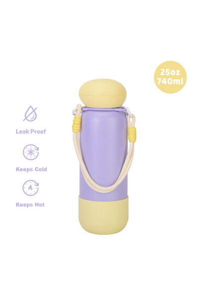 Generic Stainless Steel Insulated Water Bottle 740ml Rope Handle Outdoor Sports
