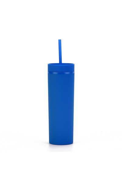Generic Double Wall Plastic Skinny Straw Tumbler 16oz Rubber Coated Travel Wa...