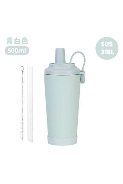 Generic كوب شرب معزول بجدار مزدوج من الفولاذ المقاوم للصدأ 316L سعة 500 مل مع...