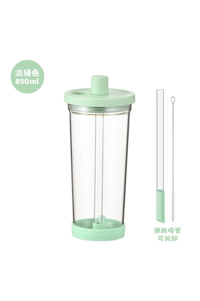 Generic Tritan Straw Cup 850ml Wide Straw Boba Milk Tea Flip Lid Portable Bottle