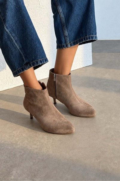 nope21shoess City Vizon Genuine Leather Boots in Taupe Color