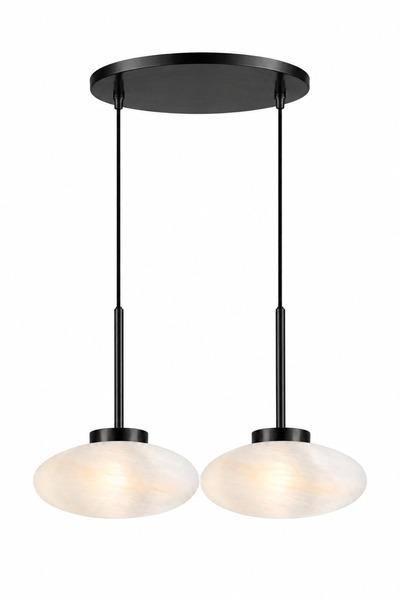 ecodesignline Nova 2’li Modern Lüx Sarkıt Mermer Desenli Cam Salon Avize ,Yat...