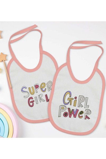 Bk Gift BK Kids Girl's Patterned 2-Pack Pink Baby Bib - 1 en127083
