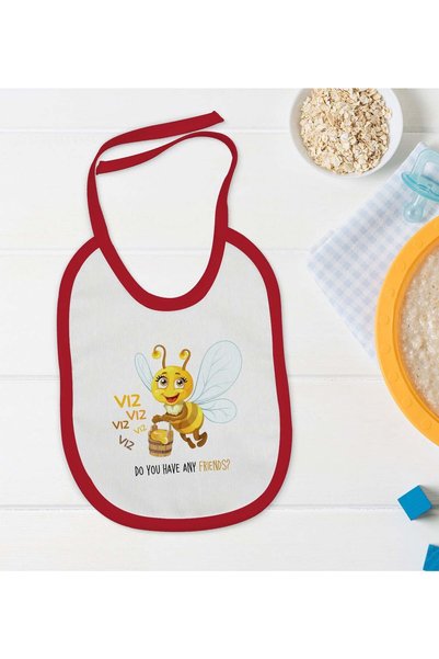 Bk Gift BK Kids Red Baby Bib with Cute Bee Design - 1 en124644