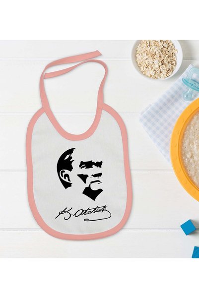 Bk Gift BK Kids Atatürk-Themed Pink Baby Bib—24 en125003
