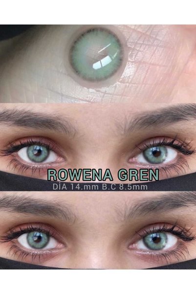 GÖZ LENSİ ROWENA GREEN TURKUAZ YEŞİLİ TONUNDA Hareli Geniş pupilli doğal görünümlü kozmetik amaçlı kulanım süresi 1 yıllık