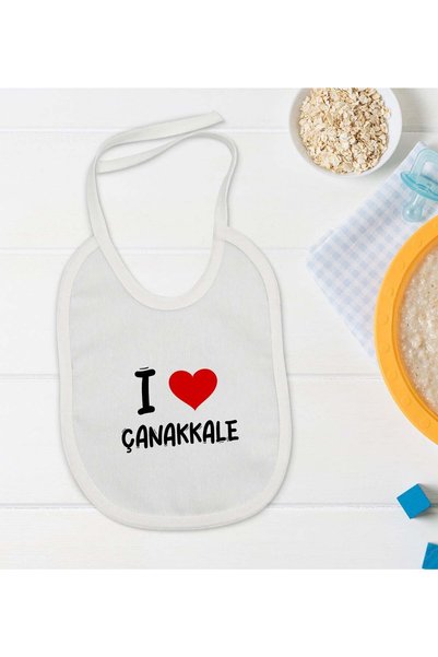 Bk Gift BK Kids "I Love Çanakkale" Design Baby Bib - Model 1 en121476