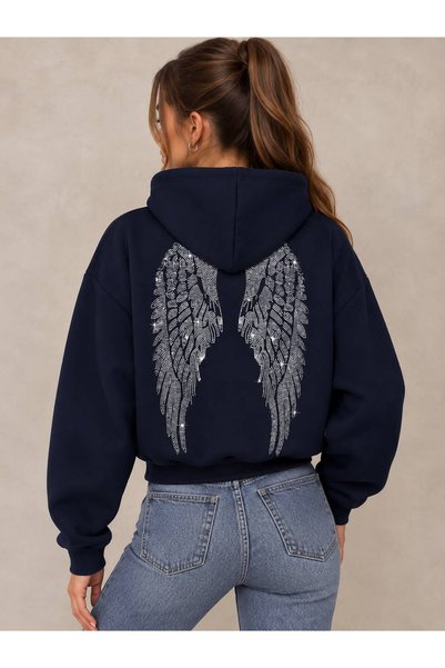 JANTIL MODA Hanorac oversize flaușat pe interior pentru femei, din țesătură c...