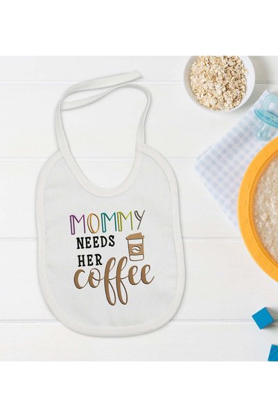 Bk Gift BK Kids "Mommy Needs Her Coffee" Designed Baby Bib - Model 1
