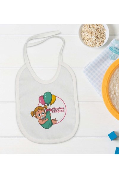 Bk Gift BK Kids "Tiizes" White Baby Bib with Girl's Design - 1