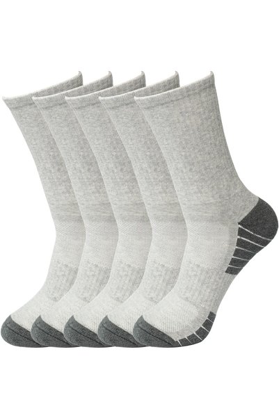 GENERAL 5 Pairs Cushioned Crew Cotton Socks for Men Women