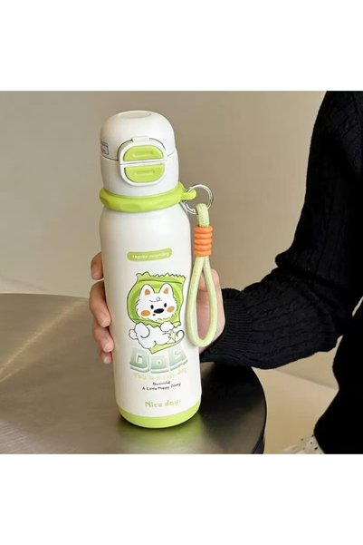 Generic Stainless Steel Dual Drink Straw Cup Vacuum Hot Cold Portable Bottle