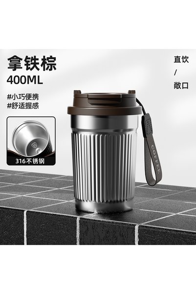 Generic Stainless Steel Insulated Dual Drink Straw Cup Handle Coffee Portable