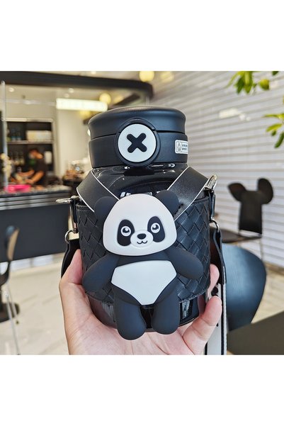 Generic Stainless Steel Vacuum Insulated Dual Drink Cup Panda with Strap