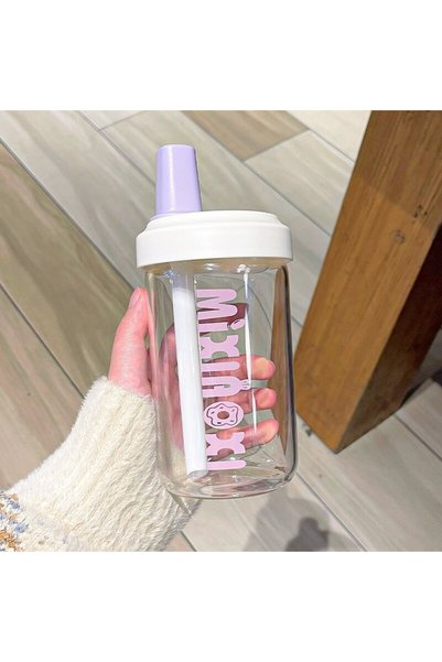 Generic كوب ماء زجاجي مقاوم للحرارة بسعة كبيرة مناسب للسفر