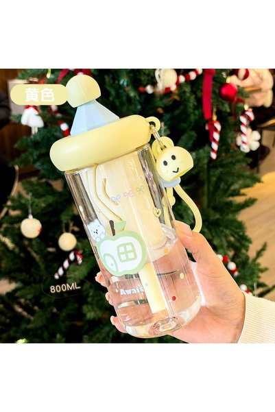 Generic Plastic Flower Tea Straw Cup Tea Compartment Tea Separation Bottle