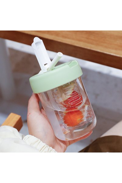 Generic كوب شاي عشبي مع قشة بلاستيكية، مناسب للطلاب والمكاتب، محمول للاستخدام...
