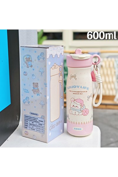 Generic 316 Stainless Steel Insulated Straw Cup Rope Student Travel