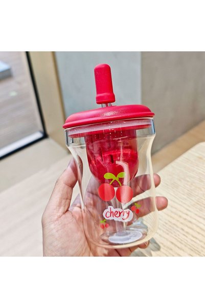 Generic Glass Tea Separation Cup Fruit Tea Straw Tumbler Home Water Mug