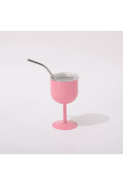 Generic كوب نبيذ صغير معزول من الفولاذ المقاوم للصدأ مع مقبض وقشة