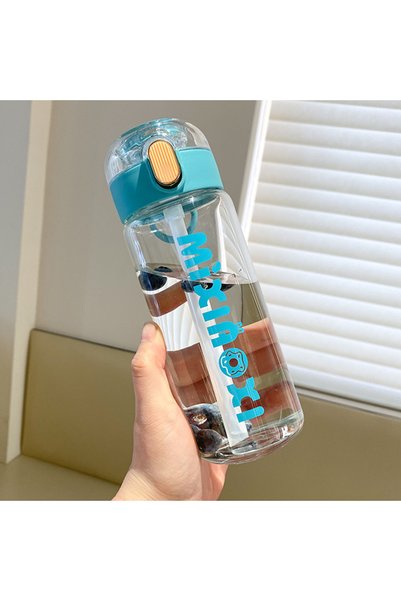 Generic Kids Borosilicate Glass Straw Cup Flip Lid Heat Resistant Water Bottle