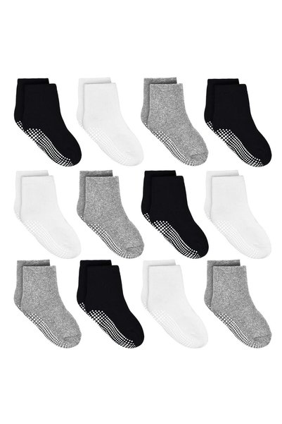 Tphone Non Slip Toddler Socks 12 Pairs Infant Baby Kids Grip Socks for Boy Gi...