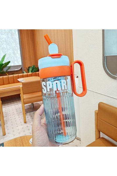 Generic Plastic Straw Handle Cup Large Capacity Frosted Travel Tumbler